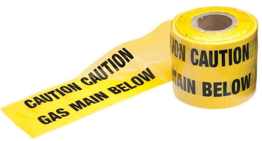 "Gas Main Below" Warning Tape, 150mm x 365m - 0026150365YGA