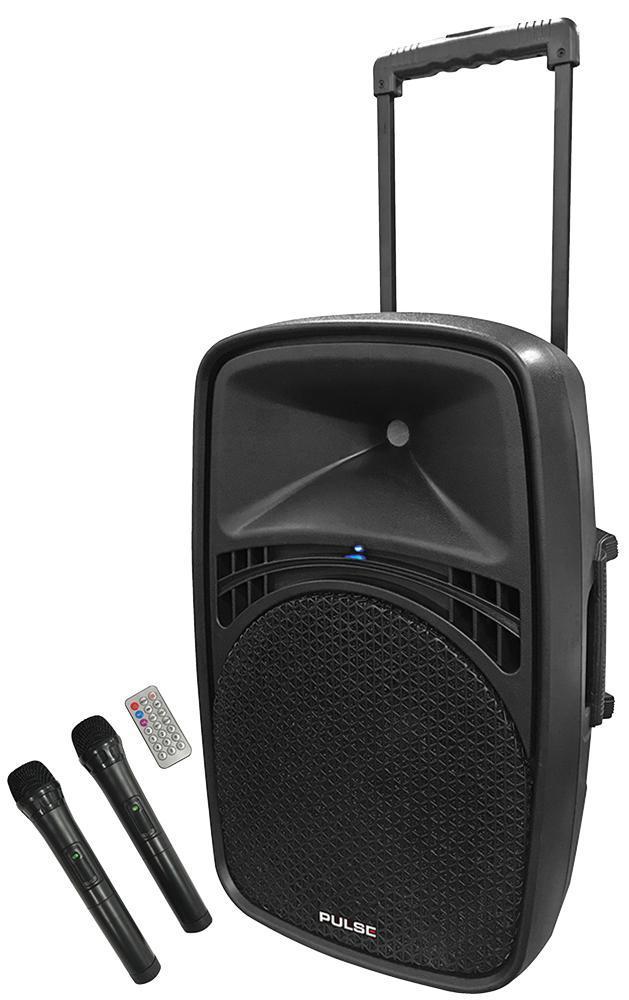 50W Portable 12" PA System with 2x Wireless Microphones, USB, Bluetooth, MP3 -  PLS-12A - PLS-12PA