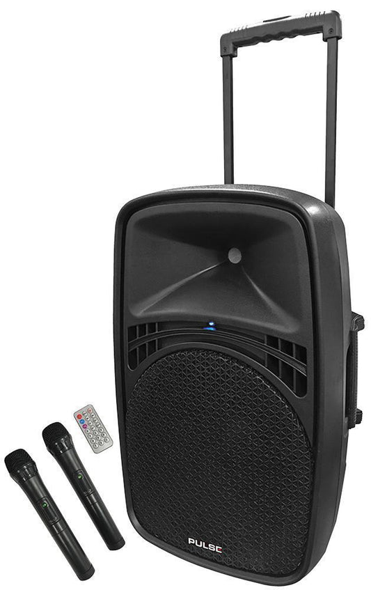 50W Portable 12" PA System with 2x Wireless Microphones, USB, Bluetooth, MP3 -  PLS-12A - PLS-12PA