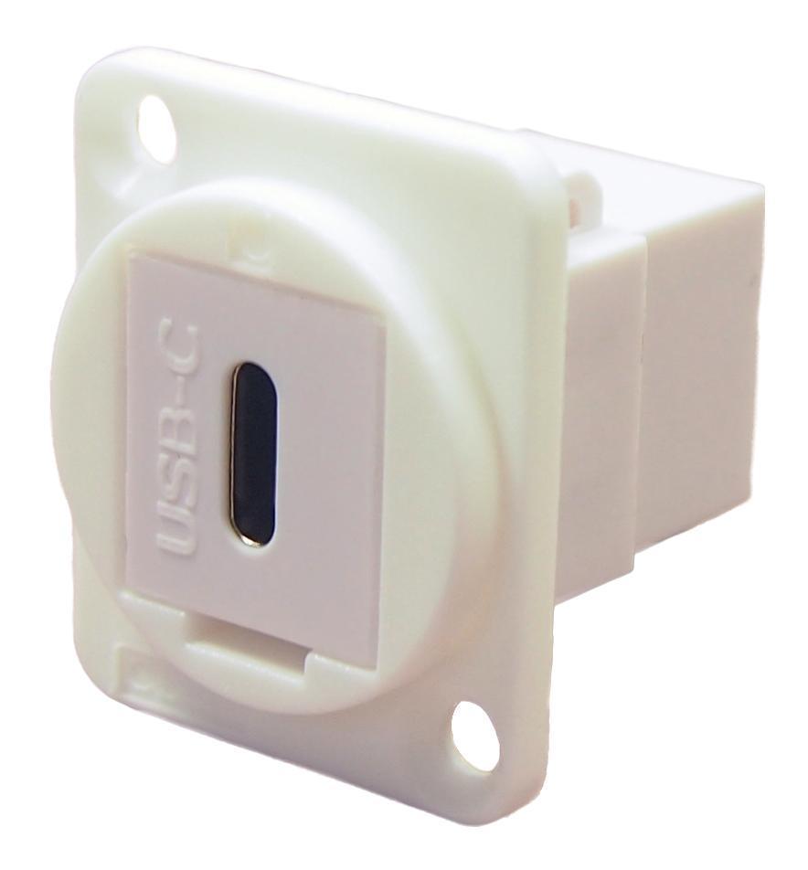USB C Socket to USB C Socket Feedthrough Connector Adaptor, White, Pla ...