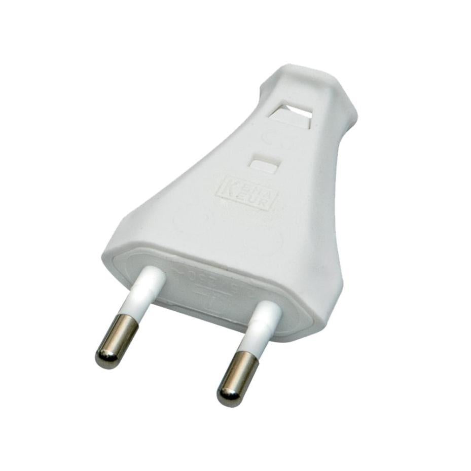 Euro Plug, Rewireable, 2.5A, White - EU-RW-2P-W
