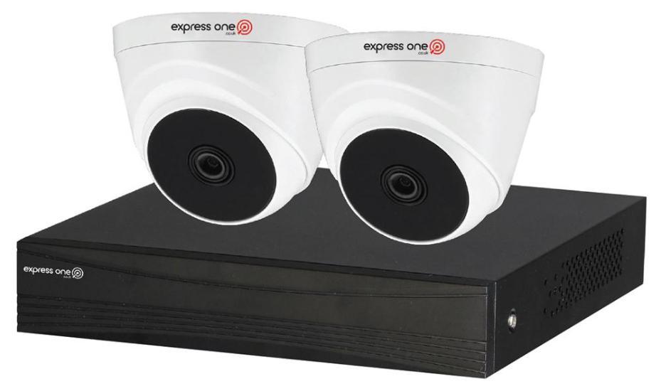 4 Channel DVR with 2x Bullet Camera 5MP Kit, 1TB HDD - EXP-4CHN-2TUR-5MP-1TB