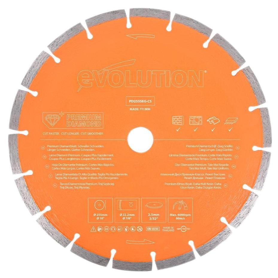 10" (255mm x 22.23mm) Premium Diamond Cutting Blade - PD255SEG-CS