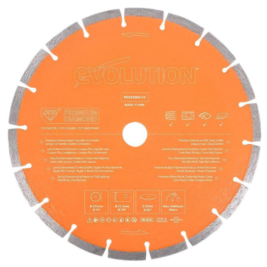 10" (255mm x 22.23mm) Premium Diamond Cutting Blade - PD255SEG-CS