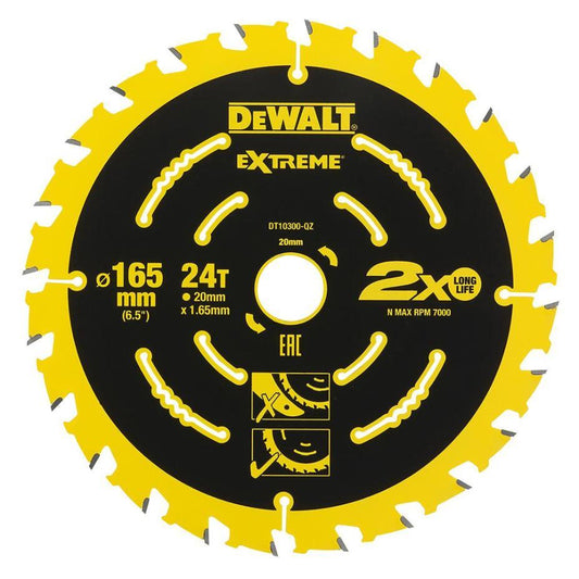 165mm x 24T x 20mm Extreme 2nd Fix Circular Saw Blade - DT10300-QZ