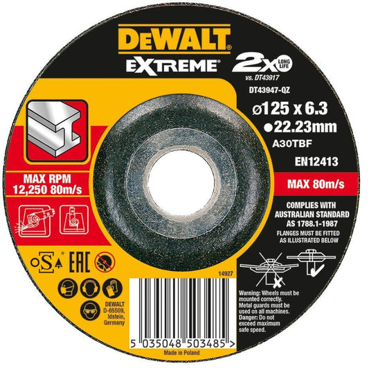 5" (125mm x 1.2mm x 22.23mm) Angle Grinder High Performance Thin Cutting Discs, 10 Piece Tin - DT43922-QZ