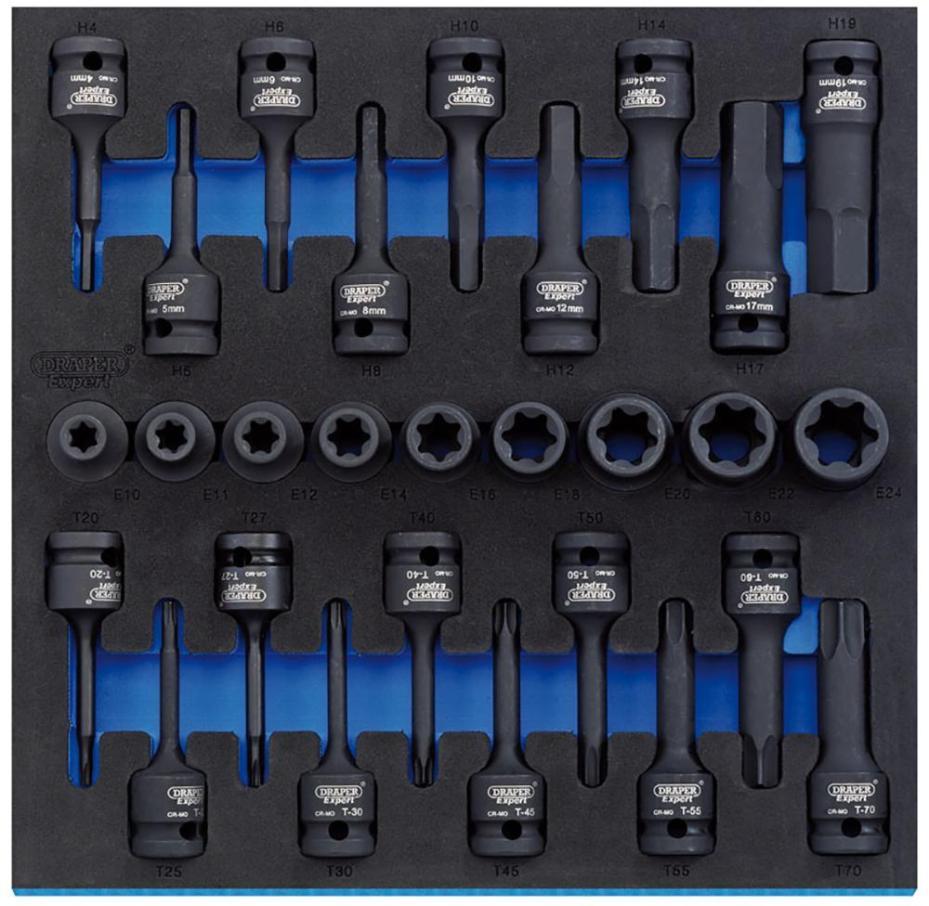 1/2" Impact Torx Star & Hex Socket Set, 28 Piece - 63490