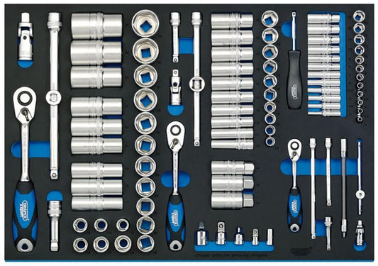 1/4", 3/8" & 1/2" Soft Grip Ratchet & Socket Set, 96 Piece - 63537