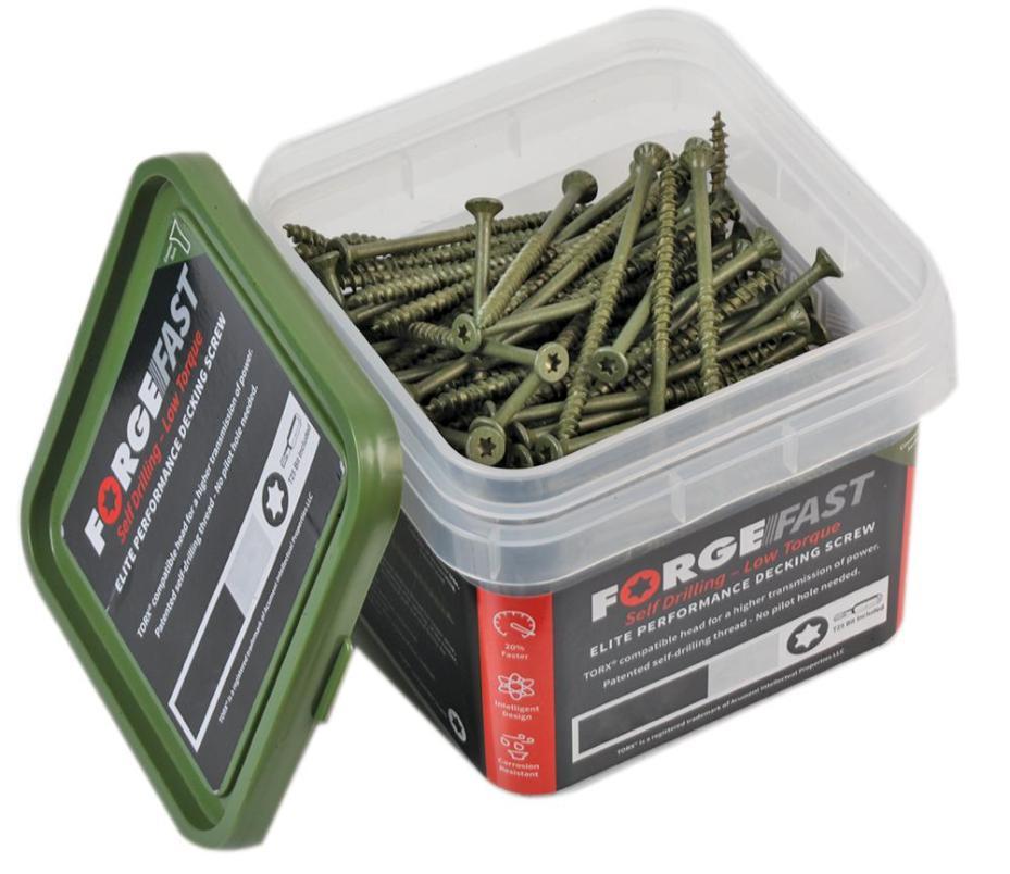 4.5mm x 75mm Torx Countersunk Green Treated Decking Screws, 400 Tub - FFDS4575GT