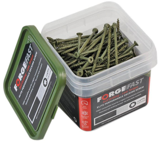 4.5mm x 75mm Torx Countersunk Green Treated Decking Screws, 400 Tub - FFDS4575GT