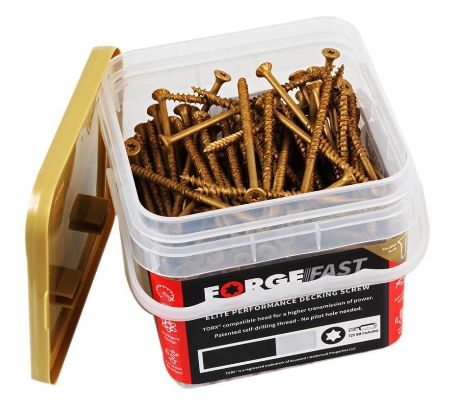 4.5mm x 75mm Torx Countersunk Tan Treated Decking Screws, 400 Tub - FFDS4575TT