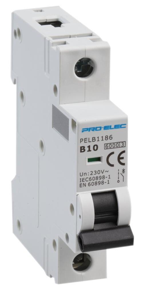 10A Single Pole MCB, B Curve, 6kA - PELB1186