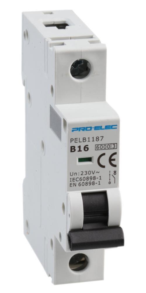 16A Single Pole MCB, B Curve, 6kA - PELB1187