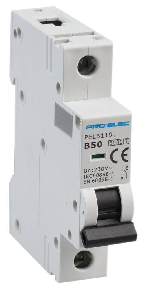 50A Single Pole MCB, B Curve, 6kA - PELB1191