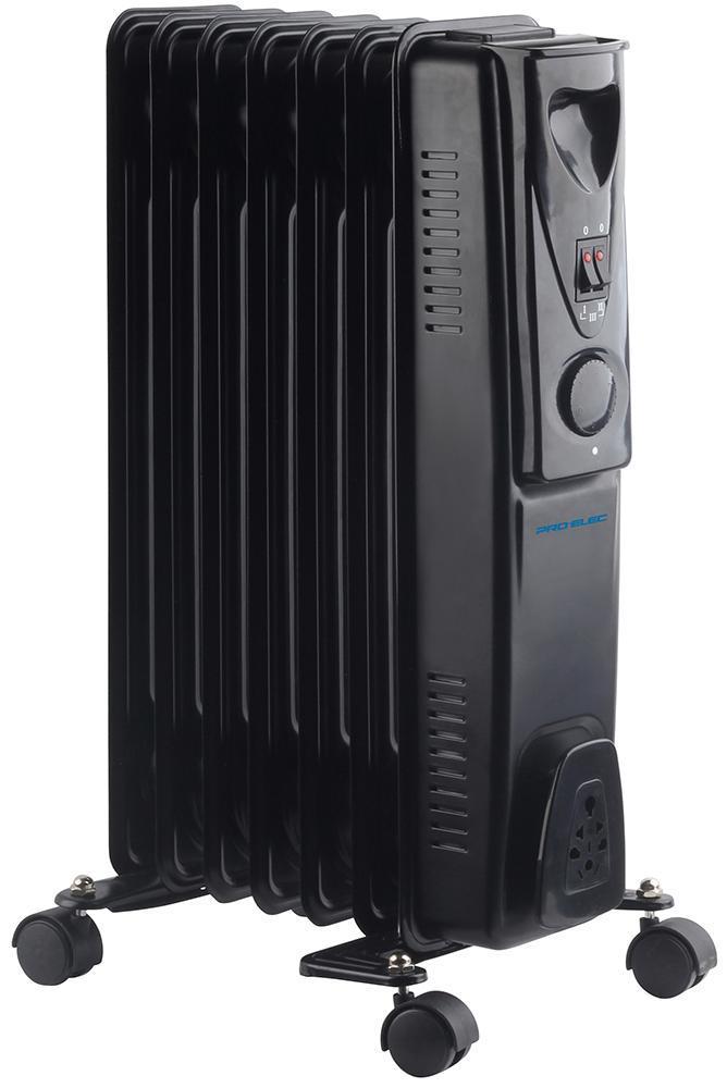 1.5kW 7 Fin Oil Filled Radiator, Black - PELL0206-UK