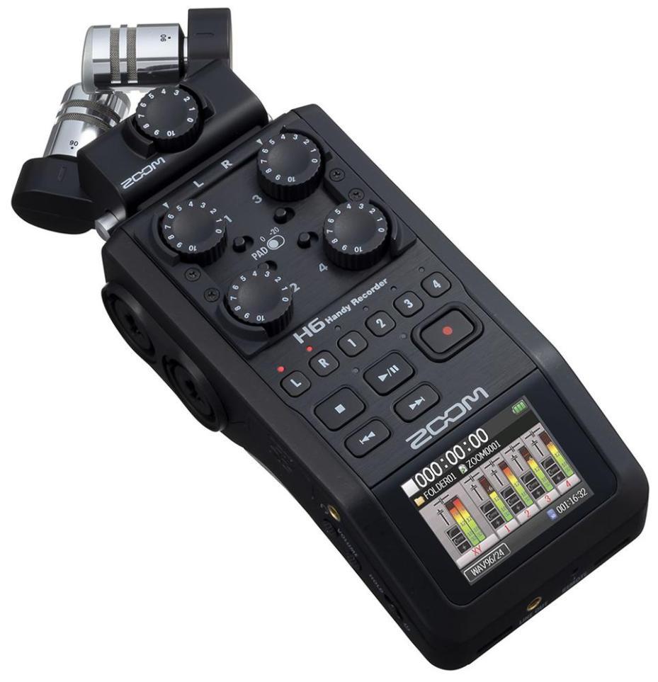 6 Channel Professional Portable Recorder with XY Mic Capsule - H6 BLACK