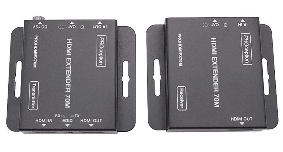 1080p HD/4K over Cat5/6/7 Extender with IR, PoE & Auto Distance Equaliser, 70m - PROHDMIEX70M