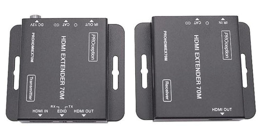 1080p HD/4K over Cat5/6/7 Extender with IR, PoE & Auto Distance Equaliser, 70m - PROHDMIEX70M