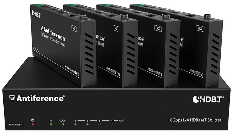 1x4 HDBaseT 4K 18Gbps Splitter Kit with Auto-Scaling - HDMI0104SBTV3