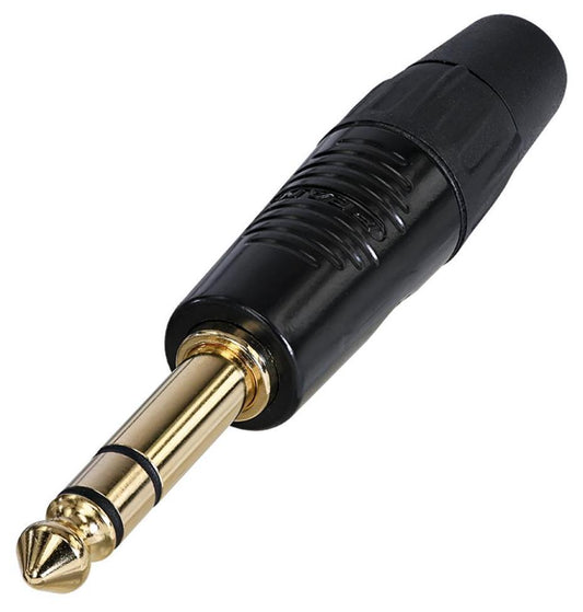 6.35mm 1/4" Stereo Jack Plug, Black, Gold Contatcs - RP3C-B