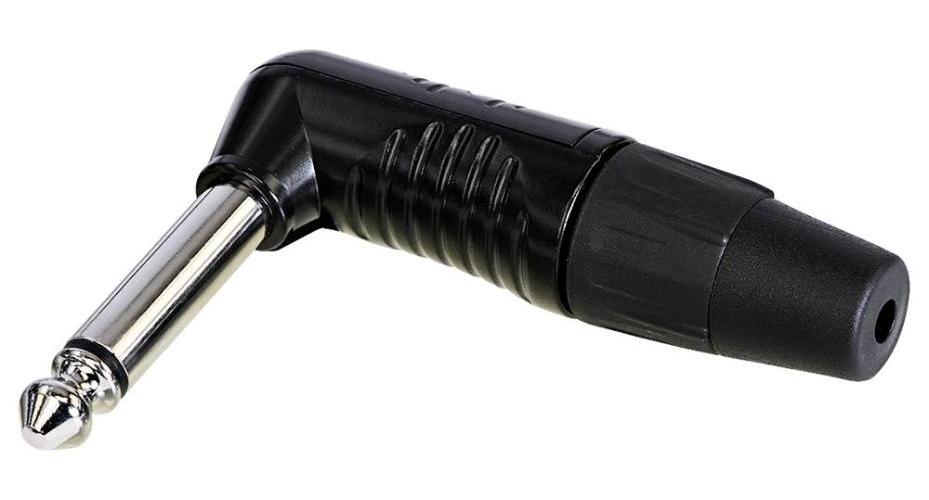 6.35mm 1/4" Mono Jack Plug, Nickel, 90 Degree, Tin Plated Contatcs - RP2RC-BAG