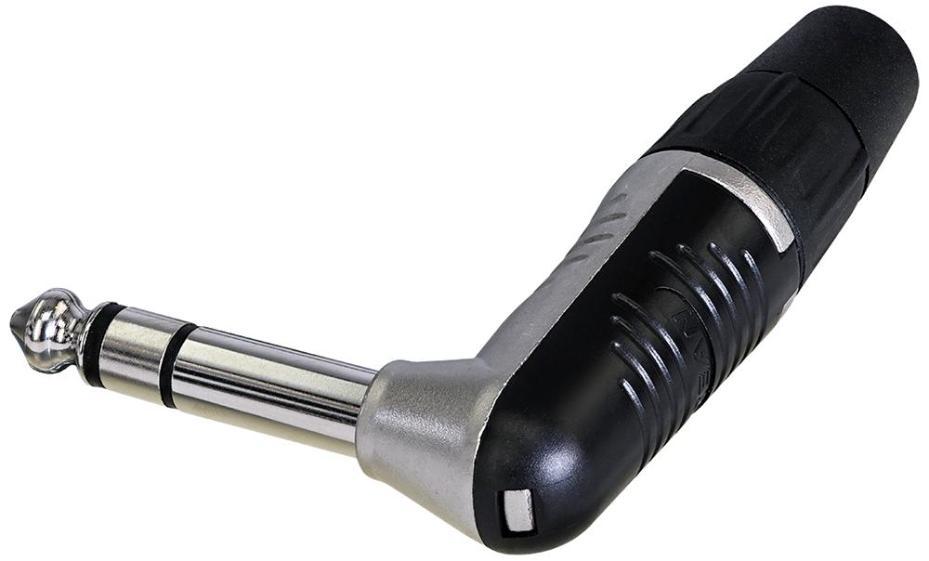 6.35mm 1/4" Stereo Jack Plug, 90 Degree, Nickel, Tin Plated Contatcs - RP3RC