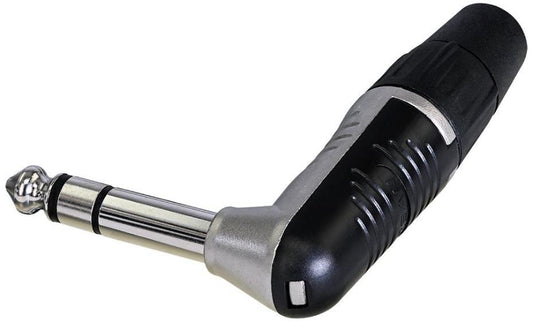 6.35mm 1/4" Stereo Jack Plug, 90 Degree, Nickel, Tin Plated Contatcs - RP3RC