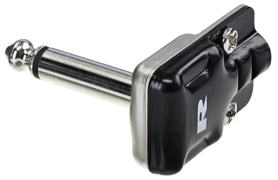 6.35mm, 1/4" Pan Head Mono Jack Plug, Right Angle, 90 Degree, Black - RP2RCF-BAG
