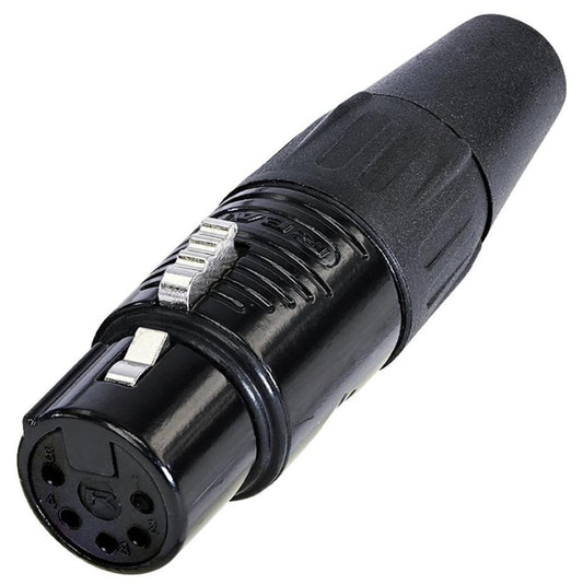 5 Pole XLR Socket, Black, Gold Contacts - RC5F-B