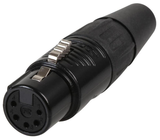 5 Pole XLR Plug, Black, Silver Contacts - RC5F-BAG