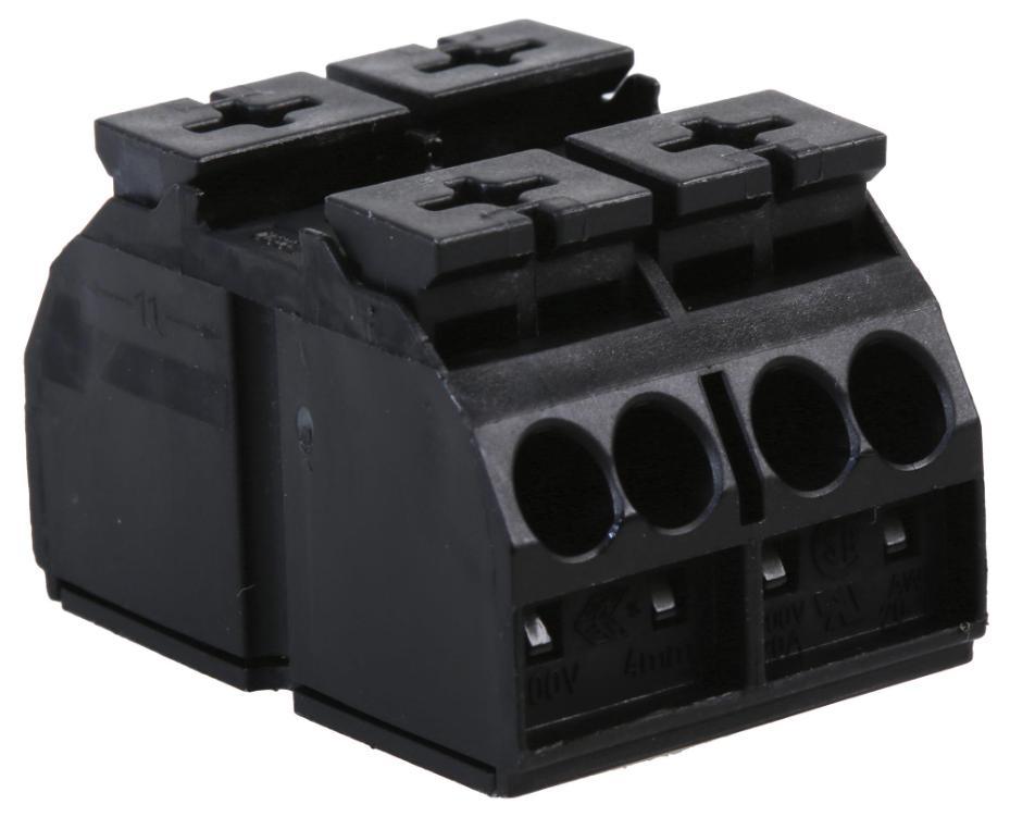 4 Conductor Chassis Mount Terminal Strip, 20AWG to 12AWG, 32A, 2 Pole - 862-552