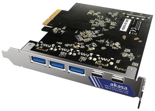 5 Port USB 3.2 Gen 2 10Gbps PCI-Express Host Card, 3x USB-A 2x USB-C - AK-PCCU3-09