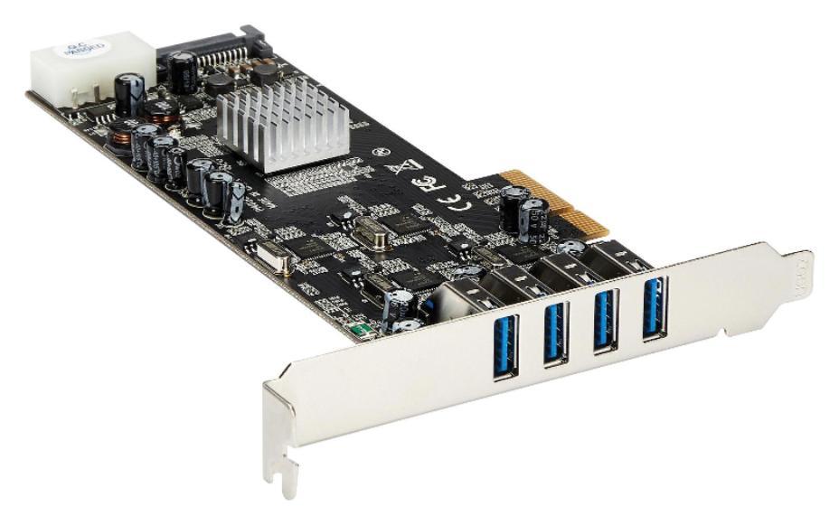 4 Port USB 3.0 5Gbps PCI-Ex Card, 4x USB-A - PEXUSB3S44V