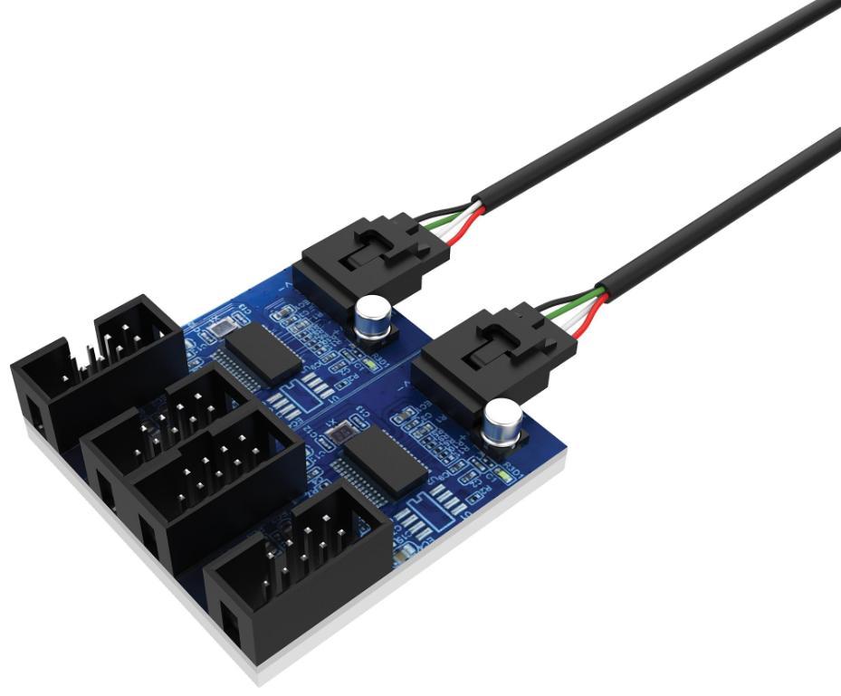 4 Way USB 2.0 Internal Splitter Hub Cable - AK-CBUB64-30BK