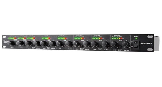6 Channel Mixer XLR/6.3mm with Signal Splitter 1U - SPLITMIX6XUK
