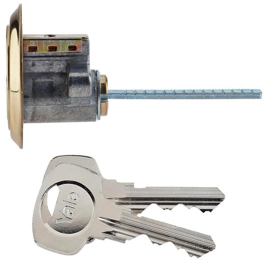 1109 Replacement Rim Cylinder with 2 Keys, Brass - B-1109-PB