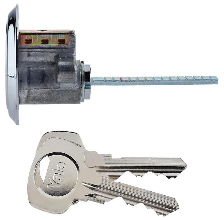 1109 Replacement Rim Cylinder with 2 Keys, Chrome - B-1109-SC
