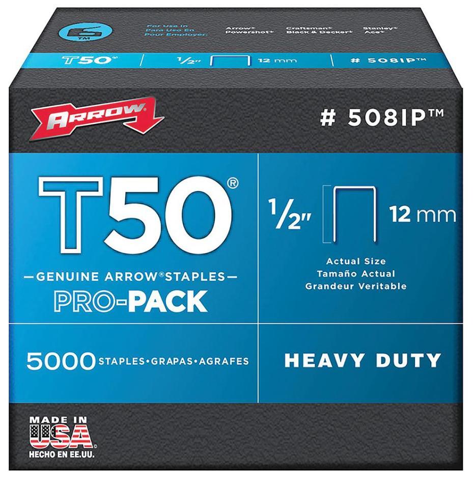 12mm T50 #508IP Heavy Duty Staples, 5000 Pack - 508IP
