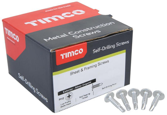4.8mm x 22mm Low Profile Wafer Head Phillips Self Drilling Screws, 200 Pack - 22LPW