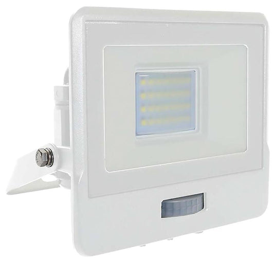 20W LED Floodlight with PIR, 6500K, 1510lm, White, IP65 - VT-128S-W 20273