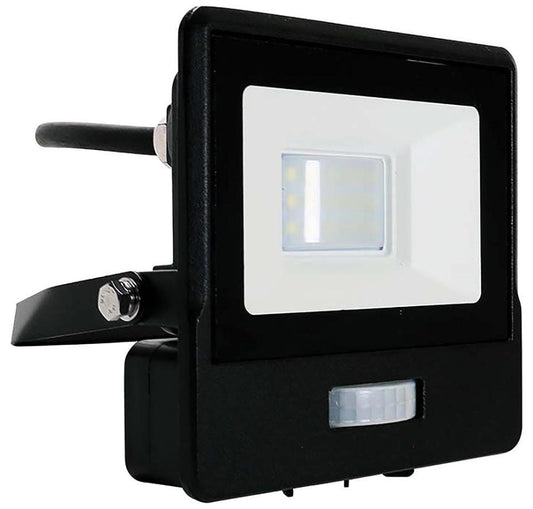 10W LED Floodlight with PIR, 6500K, 735lm, Black, IP65 - VT-118S-1-B 20282