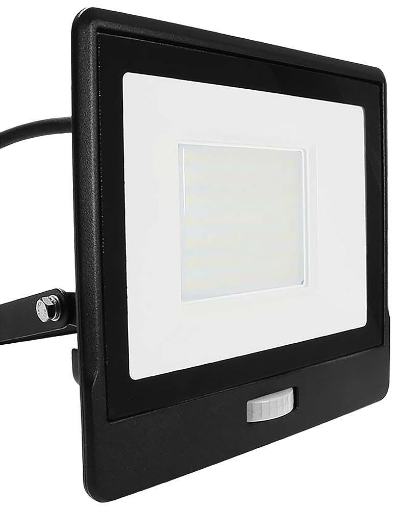 50W LED Floodlight with PIR, 4000K, 4000lm, Black, IP65 - VT-158S-1-B 20290