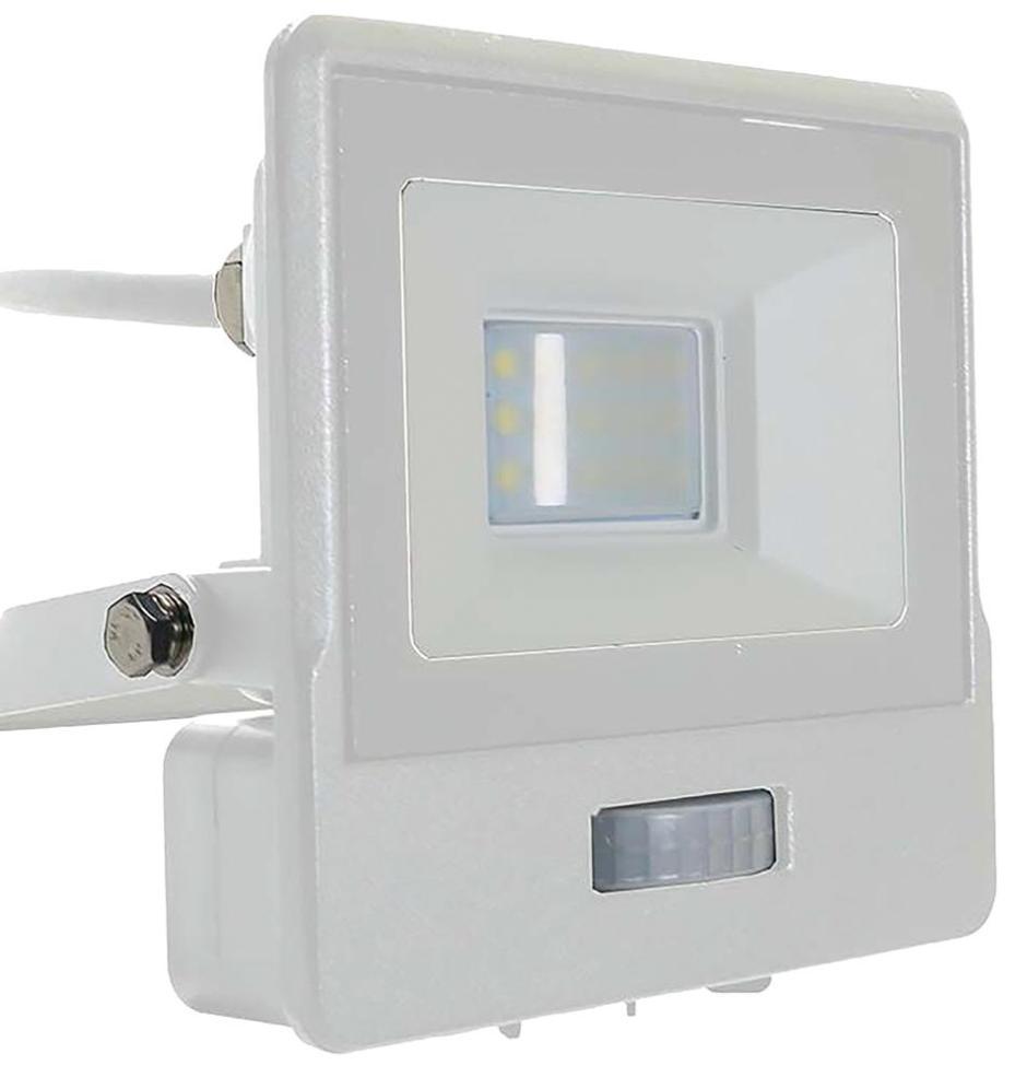 10W LED Floodlight with PIR, 4000K, 735lm, White, IP65 - VT-118S-1-W 20293