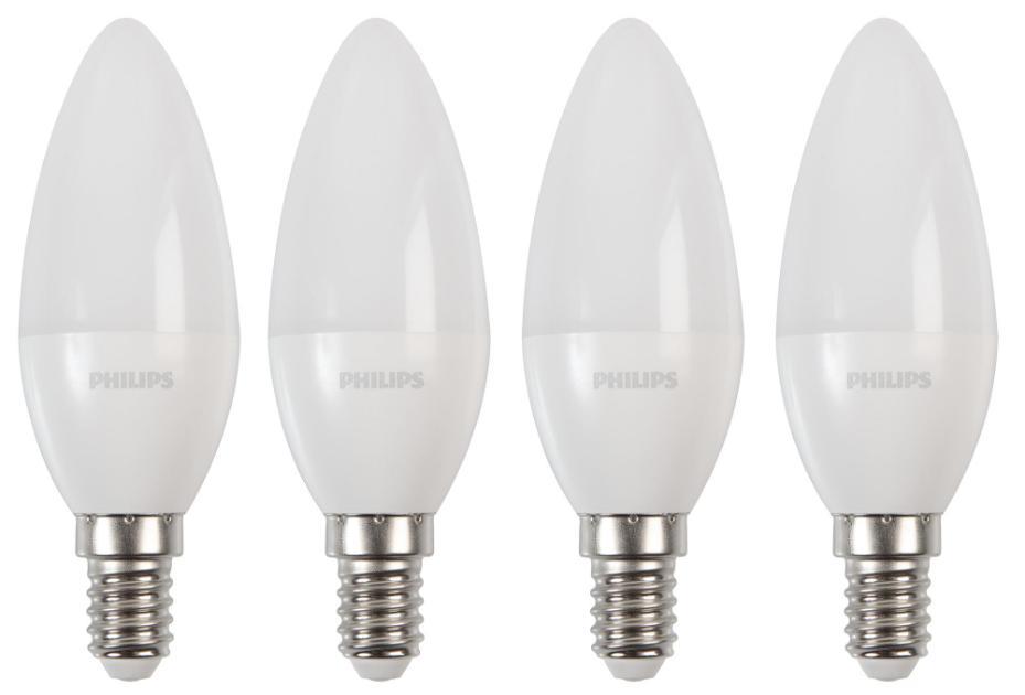 5W LED Candle Bulbs, E14, 2700K, 470lm, Pack of 4 - 929002968499