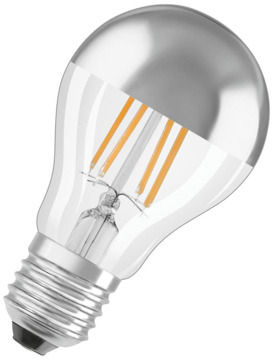 6.5W LED Filament GLS Bulb with Mirror Bulb Crown, E27, 2700K, 650lm - 4058075591691