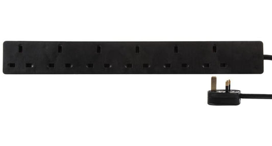 6-Gang Extension Lead, 3m, Black - PELB1419