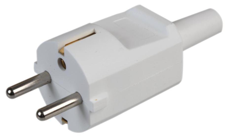 Rewireable Schuko Plug, Top Entry, 16A, White - ECS002-SHU – Rapidwarehouse