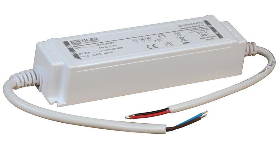 12V, 5A, 60W, IP67 Constant Voltage LED Driver - TGR-60W-12V-W