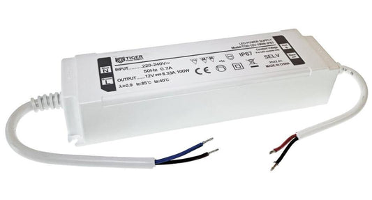 12V, 8.33A, 100W, Constant Voltage LED Driver, IP67 - TGR-12V-100W-IP67