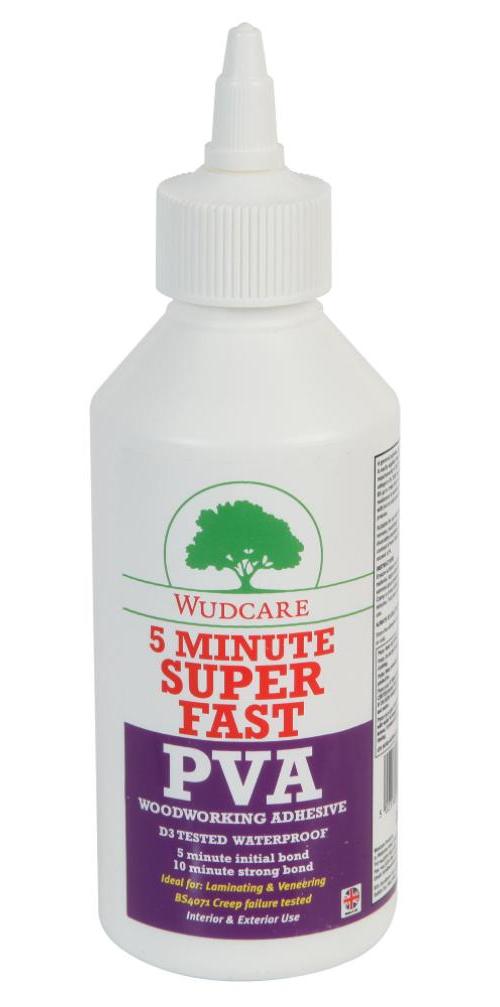 5 Minute Superfast PVA Waterproof Woodworking Adhesive, 250ml - WCFPVA250
